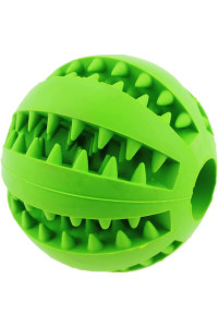 Aduck Durable Dog Ball Toys for Aggressive Chewers Teething Cleaning [Dental Treat] [Bite Resistant] Natural Soft Bouncy Rubber Ball Toys for Pet IQ Training Playing and Chewing -2.8 Inch (Lawn Green)