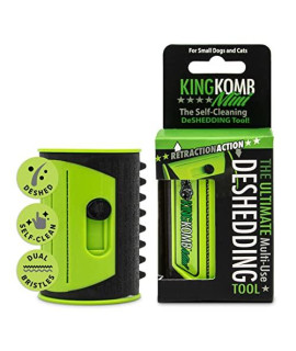 King Komb Multi-Use Pet Grooming Brush for Dogs, Cats, & Horses Self Cleaning Rubber Bristles for Grooming Deshedding tool for short to medium coat Removes loose hair