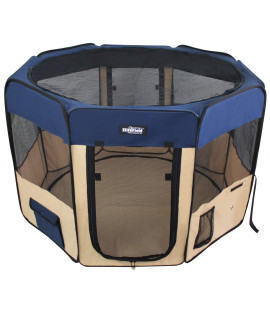 EliteField 2-Door Soft Pet Playpen (2 Year Warranty), Exercise Pen, Multiple Sizes and Colors Available for Dogs, Cats and Other Pets (30 x 30 x 20H, Navy Blue+Beige)