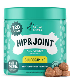 Glucosamine for Dogs Soft Chews 120 ct - Hip and Joint Supplement for Dogs with Chondroitin, Turmeric & MSM - Dog Joint Supplement + Vitamin E for Small, Large Breed & Senior Dogs Mobility Support
