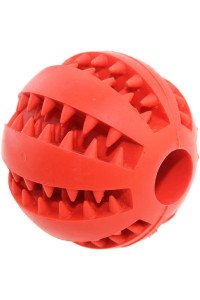 Aduck Durable Dog Ball Toys for Aggressive Chewers Teething Cleaning [Dental Treat] [Bite Resistant] Natural Soft Bouncy Rubber Ball Toys for Pet IQ Training Playing and Chewing -2.8 Inch (Fire Red)