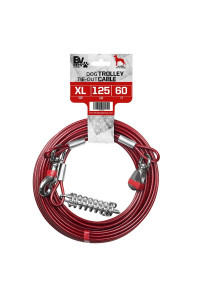 BV Pet Tie Out Cable for Dogs Up to 90/125/ 250 Pounds, 25/30 Feet (125lbs/ 60ft/ Trolley)