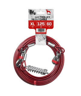 BV Pet Tie Out Cable for Dogs Up to 90/125/ 250 Pounds, 25/30 Feet (125lbs/ 60ft/ Trolley)