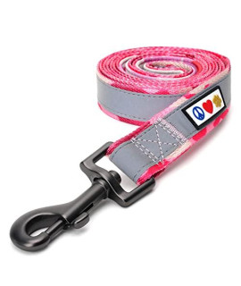 Pawtitas 6 FT Padded Dog Leash with Comfortable Neoprene Padding Handle - Camo Pink Lead Small Reflective Dog Leash with Highly Reflective Band Perfect for Extra Small and Small Dogs and Puppies.