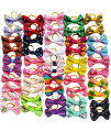 Chenkou Craft 50pcs/25pairs Puppy Yorkie Dog Hair Bows with Rubber Band Pet Grooming Products Mix Colors Varies Patterns Pet Hair Bows Dog Accessories