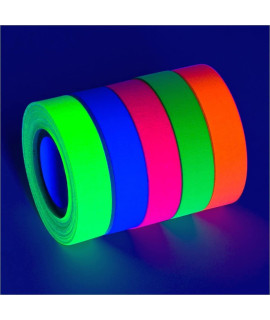 glow King Blacklight Reactive glow Tape Premium UV Fluorescent Neon Party Supplies for Events Multipurpose Luminous colored Tape for Room Decoration glow in The Dark cloth Tape - 05 in x 60 ft