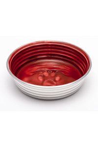 Loving Pets - Le BOL Dog Food Water Bowl Enamel ceramic Bowl No Tip Stainless Steel Pet Bowl No Skid Spill Proof (Large, Bordeaux)