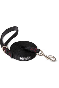 Leashboss 15 Foot Dog Leash with Padded Handle - Long Leash for Hiking, Camping, Exploring, or Walking (15 Ft, Black/Red/Grey)