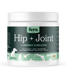Fera Pets Hip + Joint Dog Supplement, Joint Support for Dogs with Glucosamine Chondroitin and MSM, Joint Care and Health Support Chewy Dog Treats, 90 Soft Chews