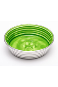Loving Pets - Le BOL Dog Food Water Bowl Enamel ceramic Bowl No Tip Stainless Steel Pet Bowl No Skid Spill Proof (Extra Small, chartreuse)