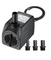 LYQILY 400GPH Ultra Quiet 1500L/H 25W Submersible Water Pump with 6.6ft High Lift for Fountains, Hydroponics, Ponds, Aquariums, Fish Tank
