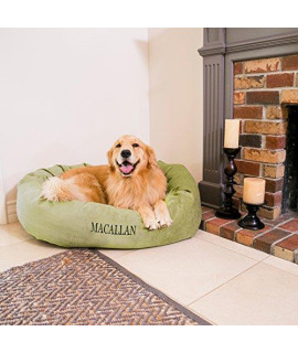 Majestic Pet Personalized Bagel Dog Bed - Machine Washable - Soft comfortable Sleeping Mat - Durable Bedding Supportive cushion custom Embroidered - Available Replacement covers - Small green
