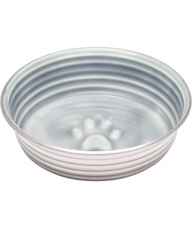 Loving Pets - Le BOL Dog Food Water Bowl Enamel ceramic Bowl No Tip Stainless Steel Pet Bowl No Skid Spill Proof (Large, Parisian gray)
