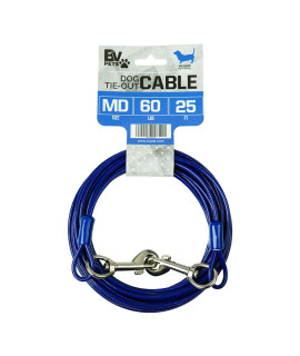 BV Pet Tie Out Cable for Dogs Up to 90/125/ 250 Pounds, 25/30 Feet (60lbs/ 25ft/ Blue)