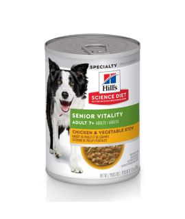 Hill's Science Diet Adult 7+ Senior Vitality Wet Dog Food, Chicken & Vegetable Stew, 12.5 oz. Cans, 12-Pack