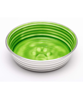 Loving Pets - Le BOL Dog Food Water Bowl Enamel ceramic Bowl No Tip Stainless Steel Pet Bowl No Skid Spill Proof (Small, chartreuse)