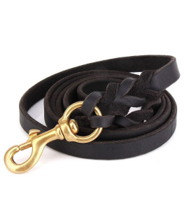 FAIRWIN Leather Dog Leash 6 Foot - Braided Heavy Duty Training Leash for Large Medium Small Dogs Running and Walking (S:Width:1/2, Black)