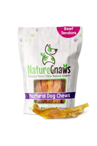 Nature Gnaws - Tendons for Dogs - Premium Natural Beef Dental Sticks - Single Ingredient - Long Lasting Tasty Dog Chew Treats - Rawhide Free - 5 Inch