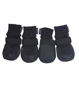 LONSUNEER Paw Protector Dog Boots Set of 4 Breathable and Protect Paws Soft Nonslip Soles Black Color Size Small