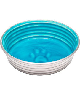 Loving Pets - Le BOL Dog Food Water Bowl Enamel ceramic Bowl No Tip Stainless Steel Pet Bowl No Skid Spill Proof (Extra Small, Seine Blue)