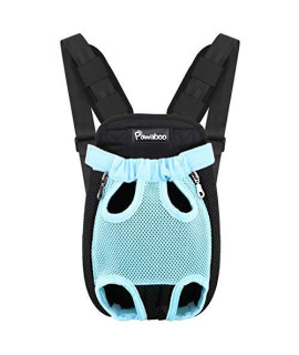 Pawaboo Pet Carrier Backpack, Adjustable Pet Front Cat Dog Carrier Backpack Travel Bag, Legs Out, Easy-Fit for Traveling Hiking Camping for Small Medium Dogs Cats Puppies, Medium, Blue