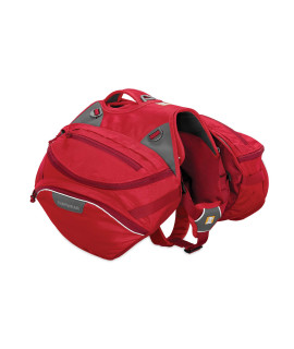 Ruffwear, Palisades Dog Pack, Multi-Day Hiking Backpack with Hydration Bladders, Red Currant, Medium