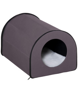 PawHut Dome Heated Cat House Portable and Waterproof Pet Shelter for Kitty in Winter, Brown