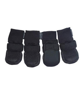 LONSUNEER Paw Protector Dog Boots Set of 4 Breathable Soft Sole and Nonslip Color Black in 5 Sizes