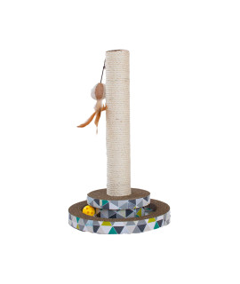 Catstages Scratch & Play Tower Track Cat Scratcher with Feathers and Ball Track