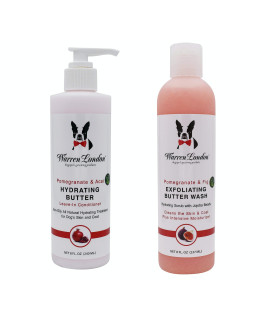 Warren London 8oz Butter Combo - Premium Dog Shampoo & Conditioner - Exfoliating Wash with Fragrant Leave in Conditioner - Pom & Fig w/Pom & Acai