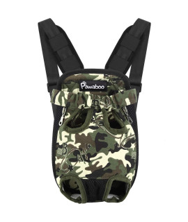 Pawaboo Pet carrier Backpack, Adjustable Pet Front cat Dog carrier Backpack Travel Bag, Legs Out, Easy-Fit for Traveling Hiking camping for Small Medium Dogs cats Puppies, Small, Deep camouflage Black