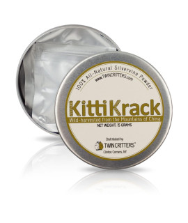 TWINCRITTERS KittiKrack Organic Silvervine Catnip Powder Substitute for Cats & Kittens All-Natural Wild Harvested Silvervine Powder 3 Individual 5-Gram KittiKrack Powder Packs 15g
