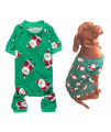 Holiday Santa Claus Xmas Cotton Pet Dog Pajamas Jumpshit for Medium Dogs, Back Length 20 Large Green