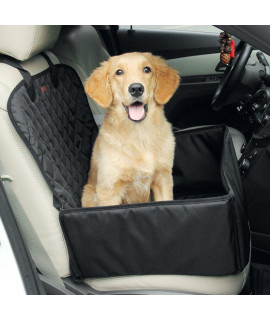 amorus 2-in-1 Dog Car Seat Cover Pet Car Hammock Waterproof Cat Carrier Protector for Travel, Car SUV Protection Against Dirt and Pet Fur Seat Covers (Black)