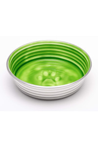 Loving Pets - Le BOL Dog Food Water Bowl Enamel ceramic Bowl No Tip Stainless Steel Pet Bowl No Skid Spill Proof (Medium, chartreuse)