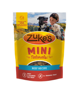 Zuke's Mini Naturals Soft Dog Treats for Training, Soft and Chewy Dog Training Treats with Beef Recipe