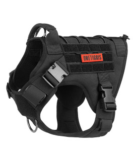 OneTigris Tactical Dog Harness - Fire Watcher comfortable Patrol Vest (Black, Medium)