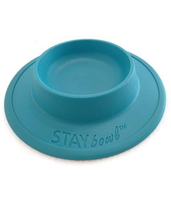 STAYbowl Pet Food and Water Bowl for Cats, Toy Breed Dogs, Bearded Dragons, Turtles, and Small Pets (3/4 Cup in Four Colors (Sky Blue)