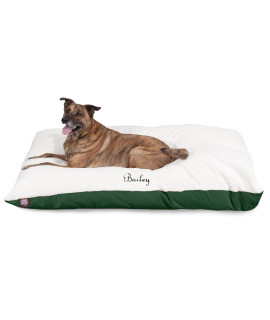 Soft Plush Personalized Pet Pillow Dog Bed custom Embroidered - Removable Pet Bed cover - Large green