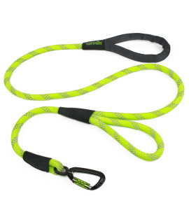 Rope Dog Leash 5ft Long, Two Traffic Handles, Heavy Duty, Reflective Double Handles Lead for Safety and Control Training, Leashes for Large Dogs or Medium Dogs, Dual Handles Leads (Green)