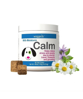waggedy Calming Chews for Dogs, Tasty Treats Provide Stress & Anxiety Relief for Dogs During Separation, Travel & Times of Fear - Cat Calming Treats Dog Treats (Calm)