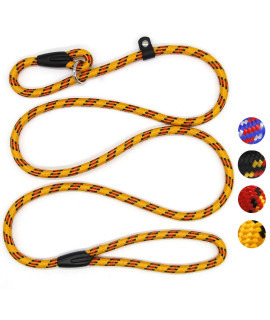 Coolrunner Dog Rope Leash, 5 FT Pet Slip Lead, Dog Training Leash, Standard Adjustable Pet Nylon Leash for Small Medium Dogs 10-80 lb Walking(Yellow)