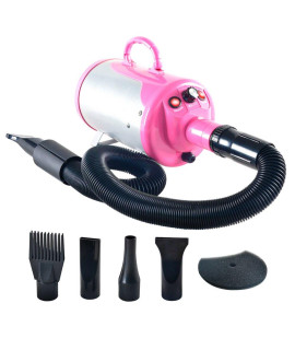 SHELANDY Groomer Partner Pet Hair Force Dryer Dog Grooming Blower with Heater (Pink)
