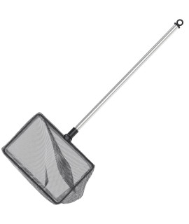 Pawfly 5 Inch Aquarium Fish Net with Telescopic Stainless Steel Handle Larger Square Net with Soft Fine Mesh Sludge Food Residue Wastes Skimming Cleaning Net for Fish Tanks Small Koi Ponds and Pools