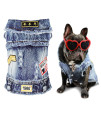 SILD Pet Clothes Dog Jeans Jacket Cool Blue Denim Coat Small Medium Puppy Blue Vintage Washed Clothes Dogs Lapel Vests Classic Hoodies