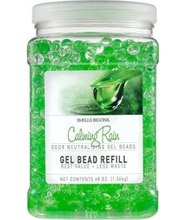 SMELLS BEGONE Odor Eliminator Gel Bead Refill - Odor Eliminator for Bathrooms, Cars, Boats, RVs & Pet Areas - Made with Essential Oils - Calming Rain Scent - 48 Ounce