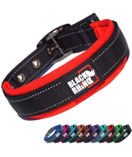 Black Rhino - The comfort collar Ultra Soft Neoprene Padded Dog collar for All Breeds, Dog collars for Large Dogs - Heavy Duty Adjustable Reflective Weatherproof ((Medium, RedBlack)