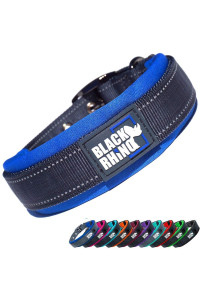 Black Rhino - The comfort collar Ultra Soft Neoprene Padded Dog collar for All Breeds - Heavy Duty Adjustable Reflective Weatherproof (Medium, Bluegrey)