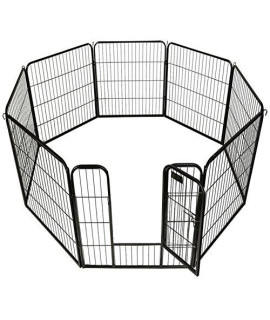 BestPet Pet Playpen 8 Panel Indoor Outdoor Folding Metal Protable Puppy Exercise Pen Dog Fence,24,32,40 (32, Black)