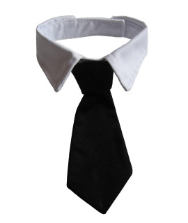 VEDEM Dog Necktie Pet Tuxedo Cotton Collar with Black Tie for Small Medium and Large Dogs (L)